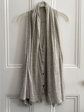 Sportmax Light Gray Button-Front Draped Cardigan Vest